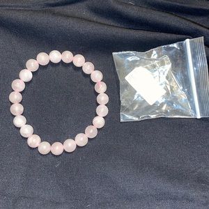 Rose Quartz elastic bracelet with Moroccan selenite charging crystal